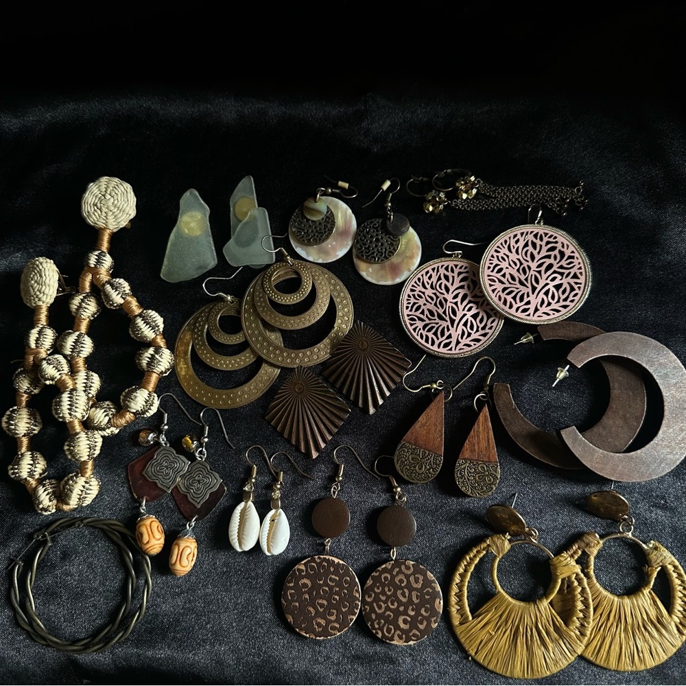 Lot of 14 Pairs of Bohemian Style Earrings